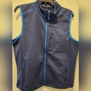 Mens LL Bean Vest XL Navy Blue Polyester Blend Zippered Pockets